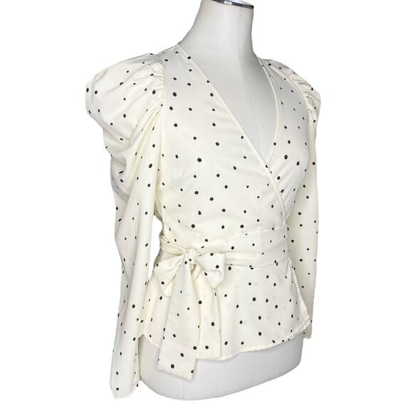 ASTR the Label Puff Sleeve Floral Wrap Top size Small - Picture 5 of 10